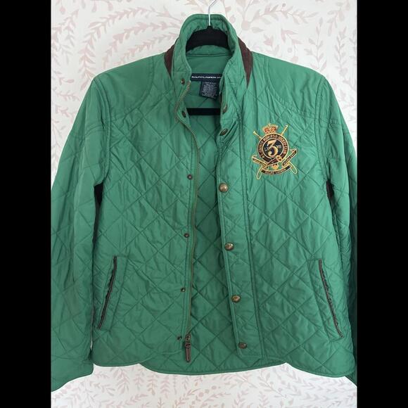 DISCOUNT SHIPPING Ralph Lauren Sport Quilted Green Jacket with Emblem - Picture 4 of 5